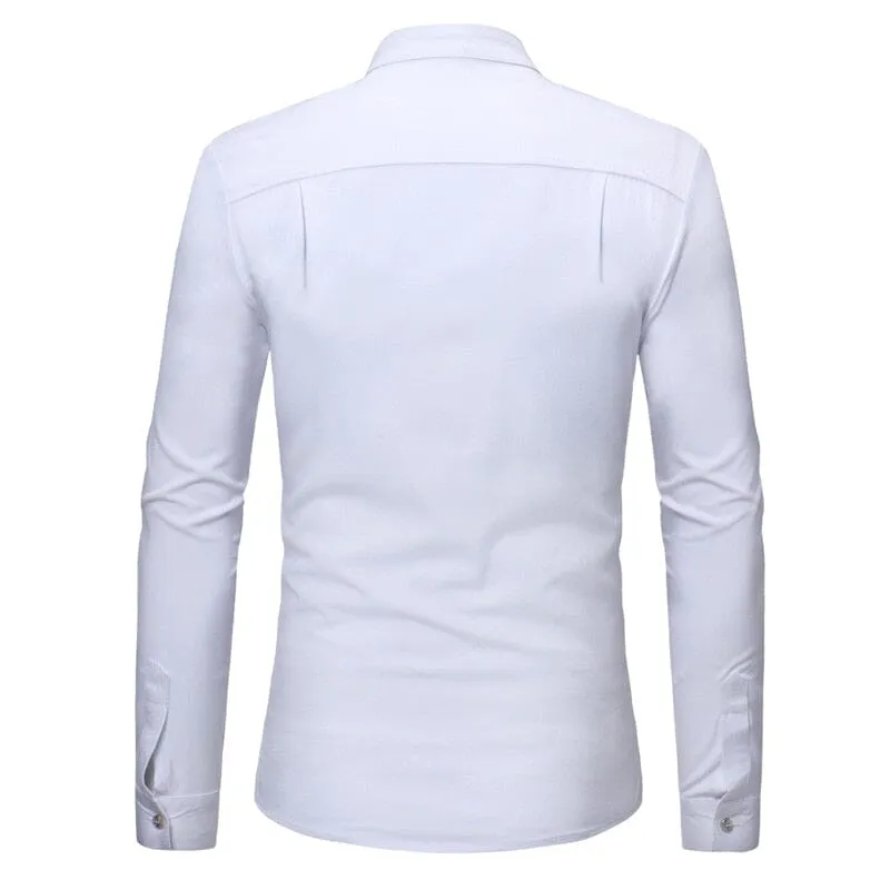 The Francois Ruffled Mandarin Collar Tuxedo Shirt - Multiple Colors