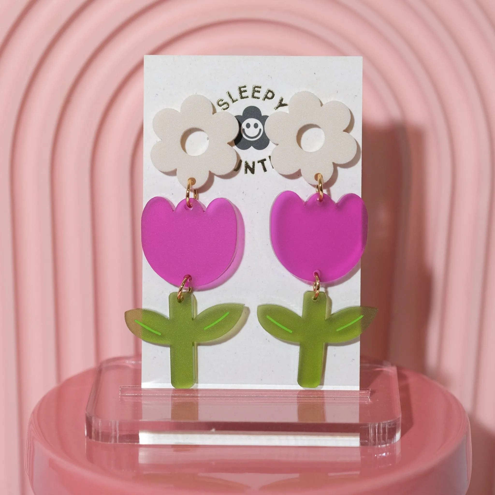 Tulip Dangle Earrings - Plum