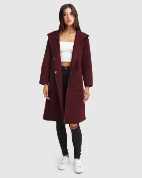 Walk This Way Wool Blend Oversized Coat  - Aubergine