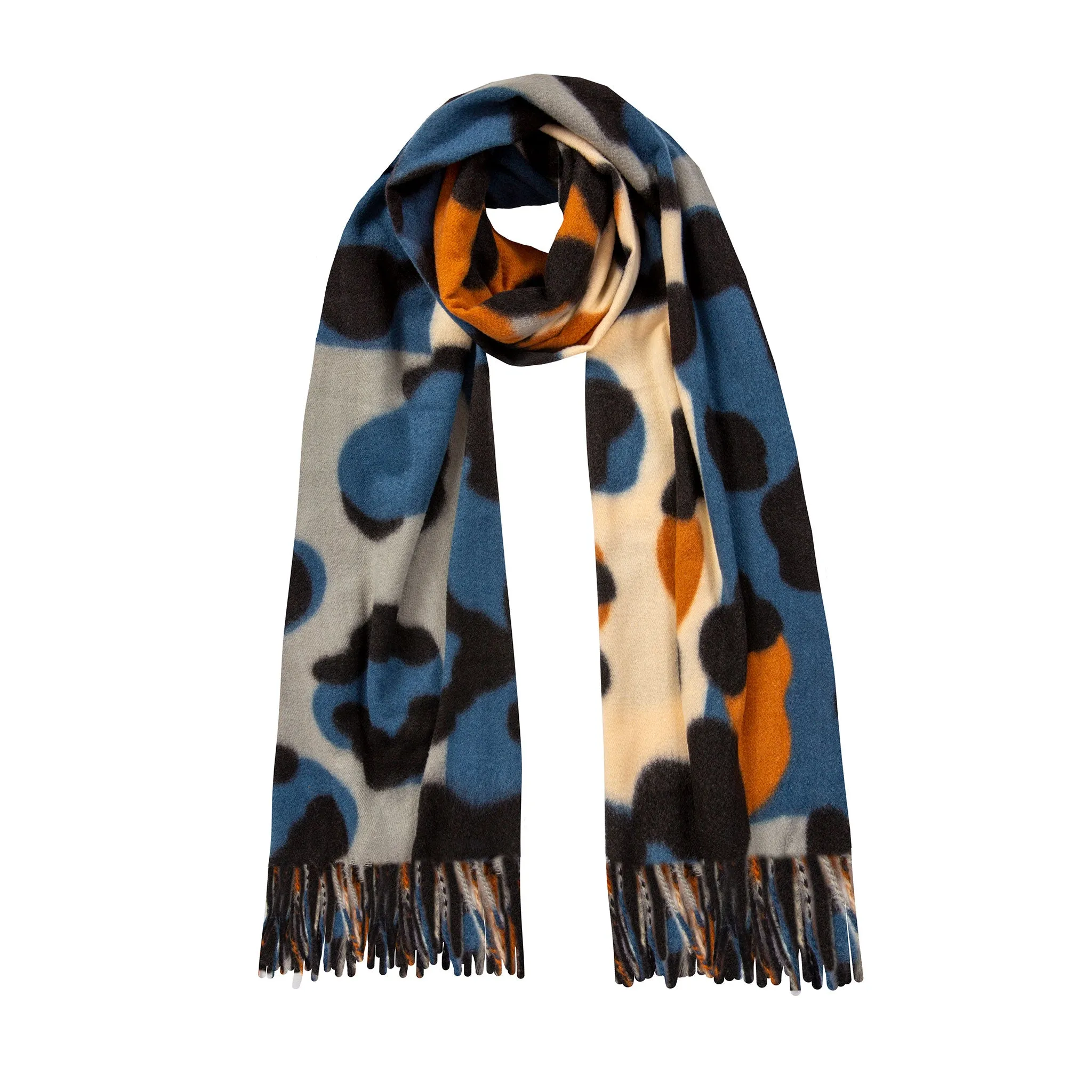 Women’s Colourful Leopard Print Scarf with Tassels