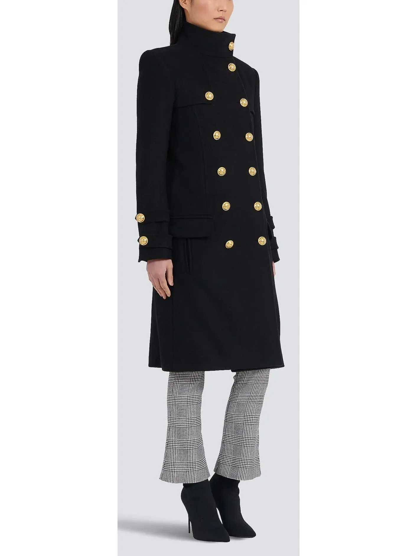 Women’s Double-Breasted Gold-Tone Buttoned Fastening Coat