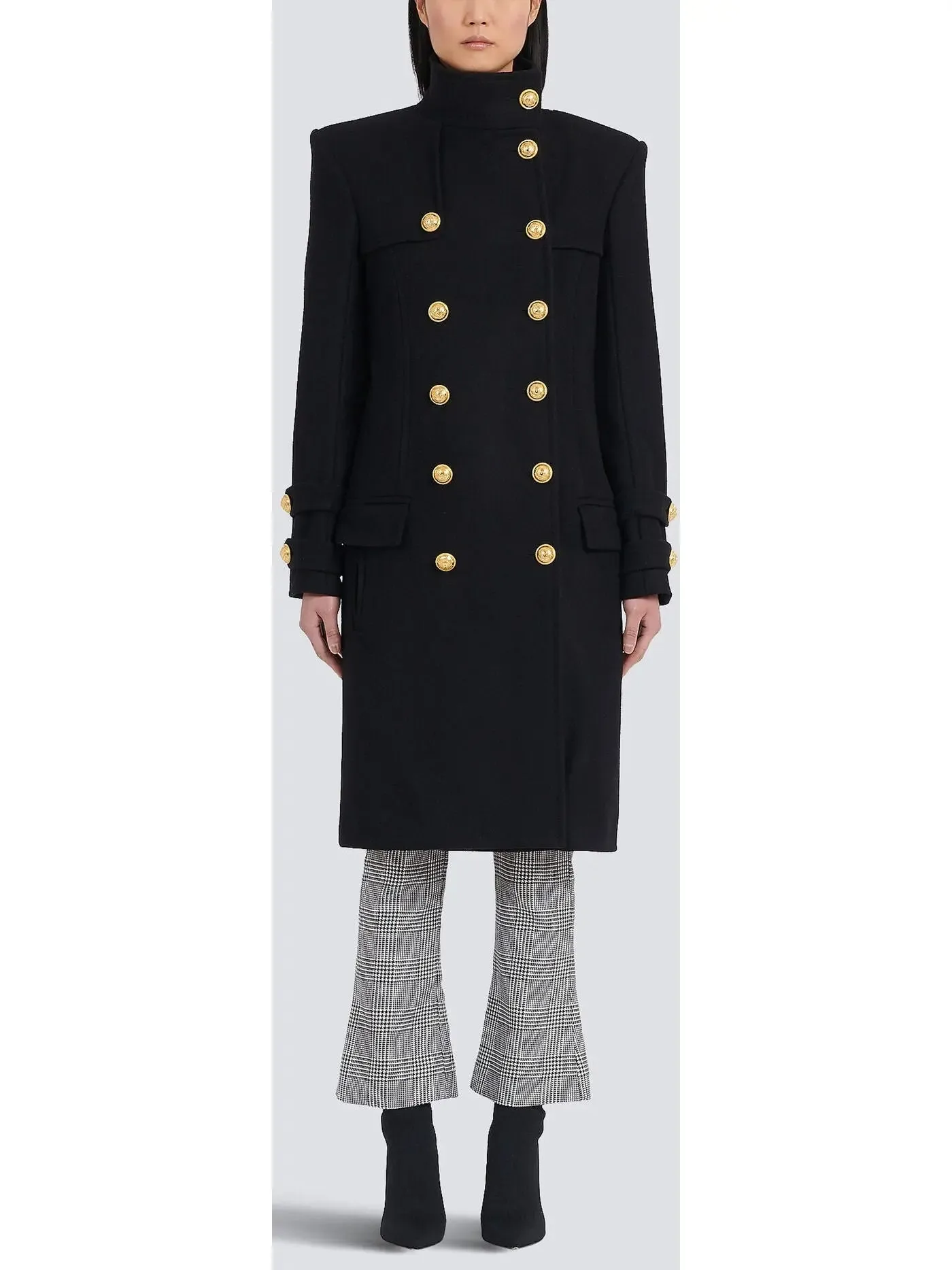 Women’s Double-Breasted Gold-Tone Buttoned Fastening Coat